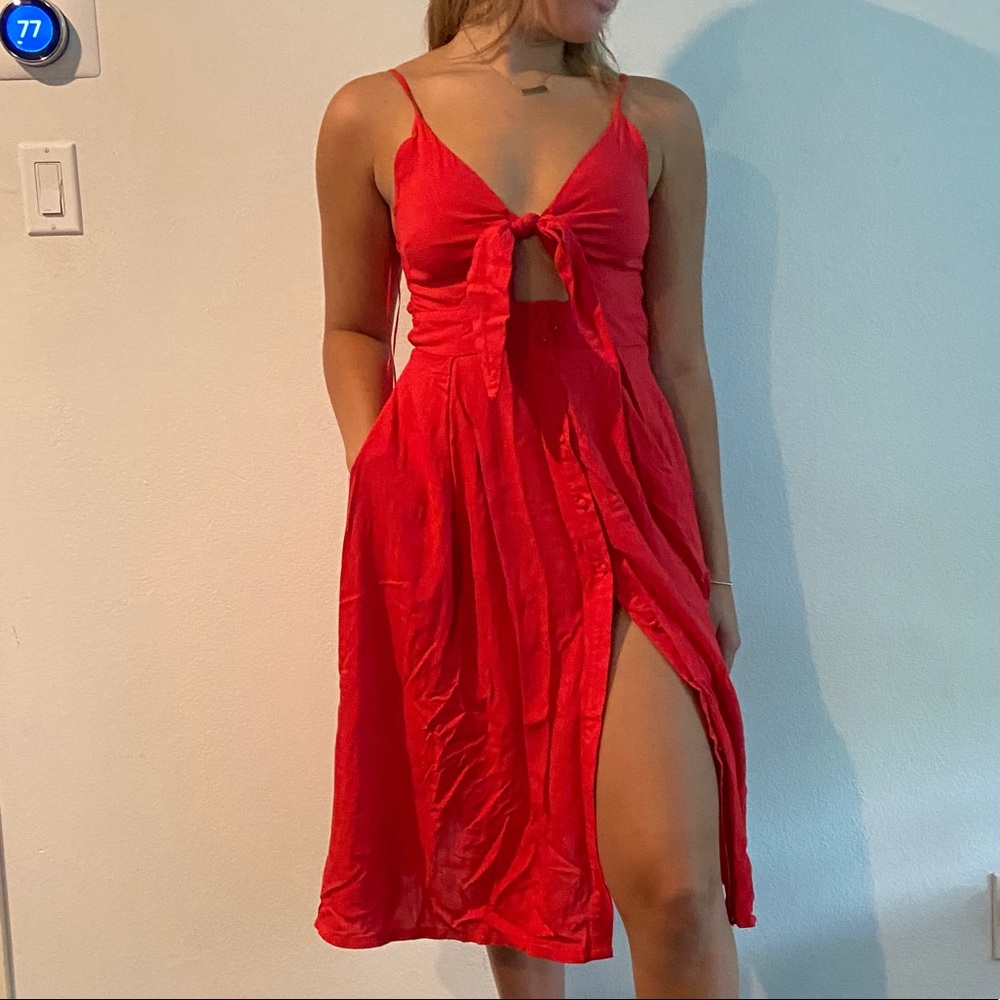 Red midi dress!!